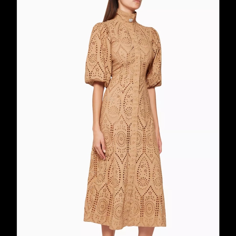 GANNI embroidered anglaise midi dress